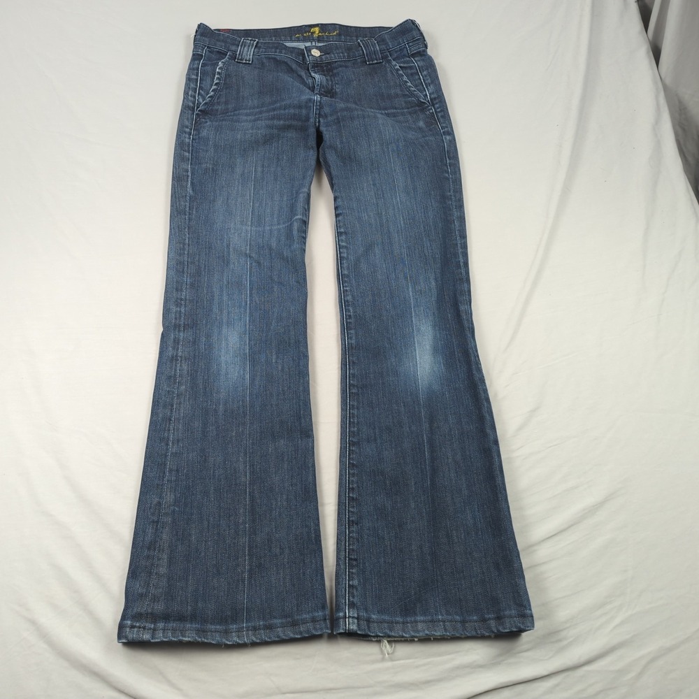 7 for all Mankind Jeans Womens 29 Blue Boot Cut Stretch Dark Western Cowgirl
